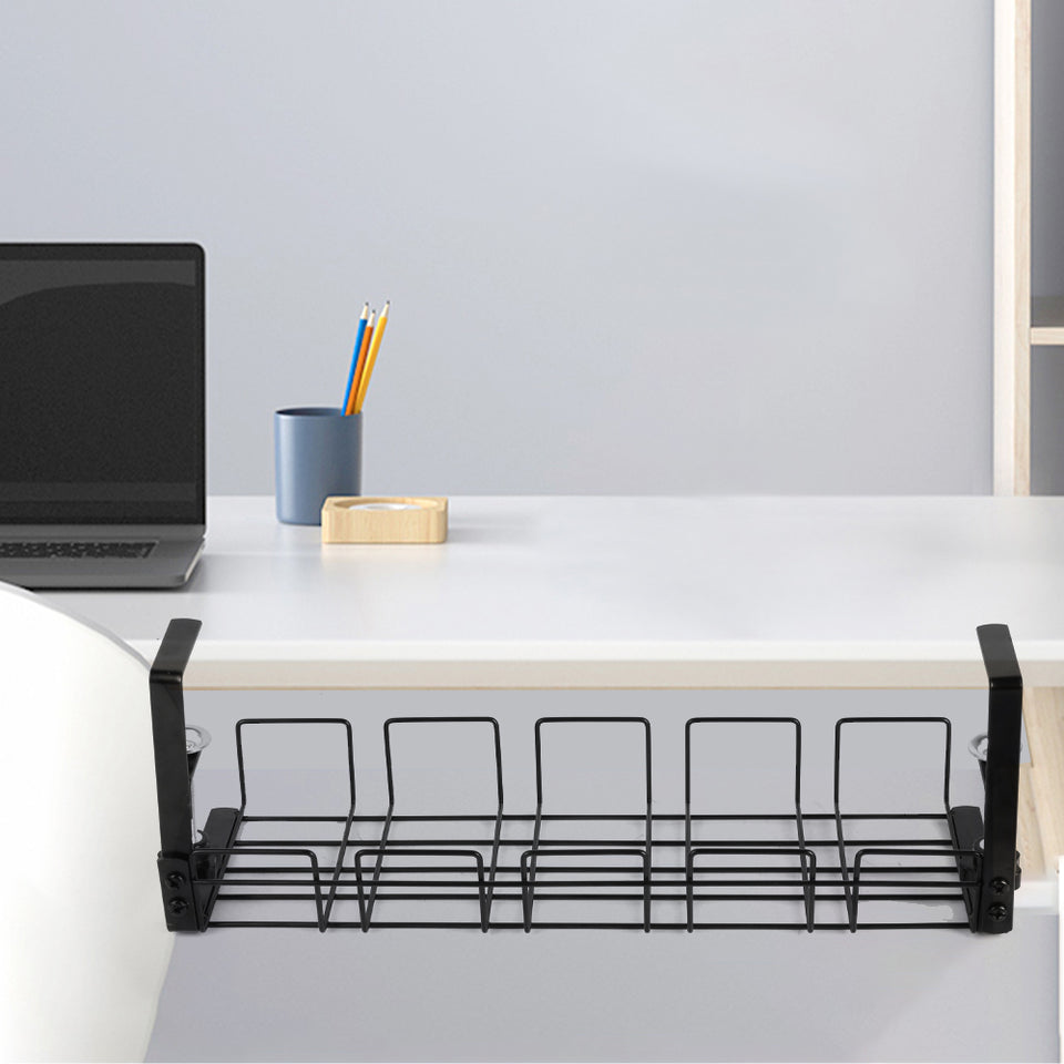 Lavish Kitchen Isle under desk cable tray wire cord storage rack organizer with easy no-drill installation