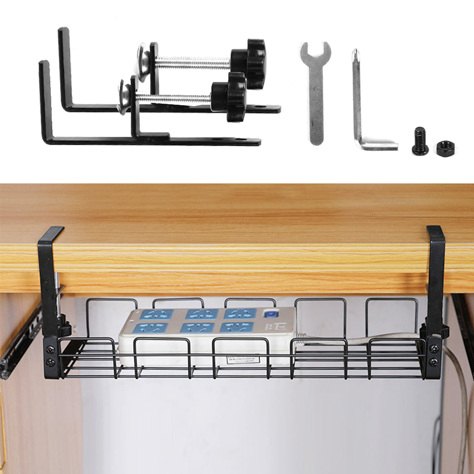 Lavish Kitchen Isle under desk cable tray with wire cord storage rack, easy no-drill installation for organized workspace.