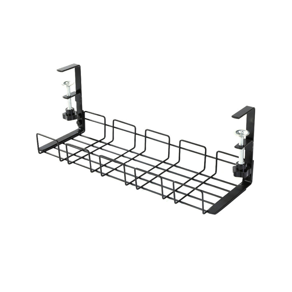 Lavish Kitchen Isle under desk cable tray organizer with wire cord storage rack, easy no-drill installation for tidy workspace.