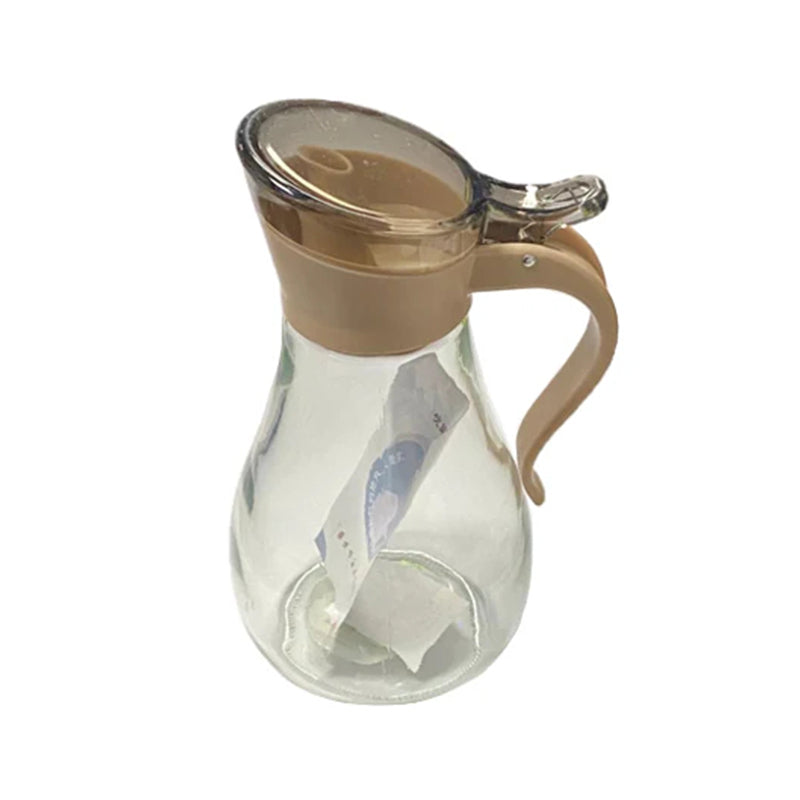 Lavish Kitchen Isle 380ml glass sauce dispenser with plastic top for oil, syrup, and condiments, clear and easy to use.