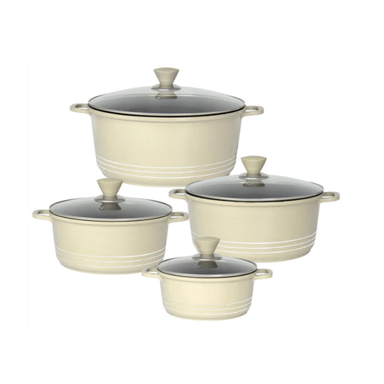 Non Stick Die Cast Stockpot Set 4 Piece Cream Cooking Pots