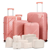 4-Piece Luggage Set - Durable PP Suitcase with Travel Tote & Toiletry Kit (Rose Gold, Red, Grey) - Lavish Kitchen Isle