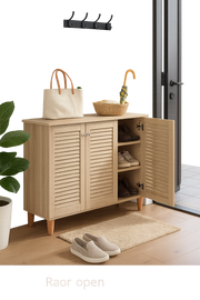 Lavish Kitchen Isle 3-door Sonoma Oak shoe cabinet with space for up to 15 pairs, ideal for entryway storage.