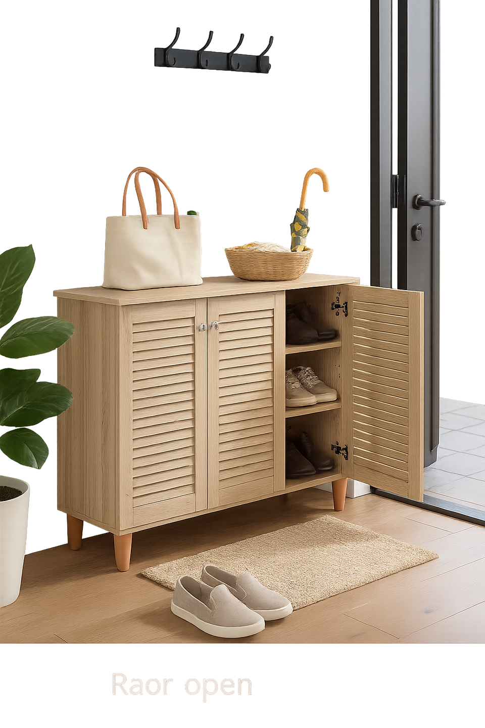 3-Door Sonoma Oak Shoe Cabinet – Storage for Up to 15 Pairs