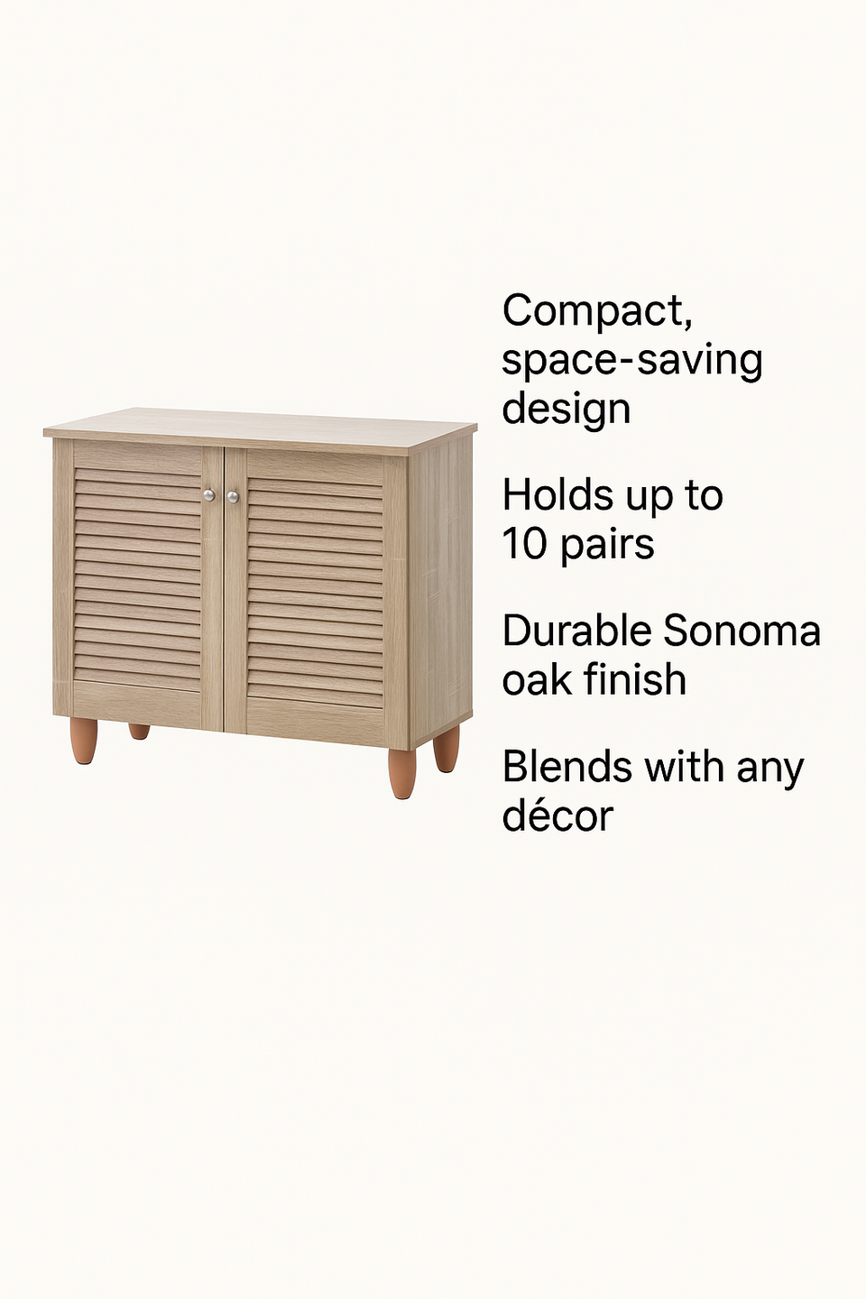 2-Door Sonoma Oak Shoe Cabinet – Storage for Up to 10 Pairs