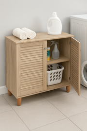 Lavish Kitchen Isle 2-door Sonoma Oak shoe cabinet with storage for up to 10 pairs, made of durable wood.
