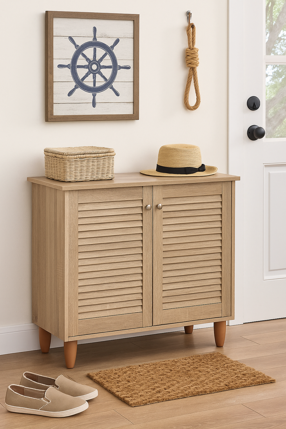 2-Door Sonoma Oak Shoe Cabinet – Storage for Up to 10 Pairs