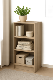 Small Sonoma Oak Bookcase – 3 Adjustable Shelves for Storage - Lavish Kitchen Isle
