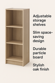 Medium Sonoma Oak bookcase with three adjustable shelves, ideal for home or office storage by Lavish Kitchen Isle.