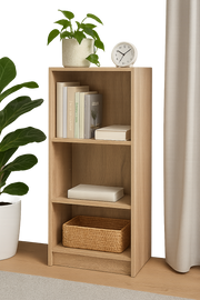 Lavish Kitchen Isle medium Sonoma Oak wooden bookcase with three adjustable shelves for home or office storage.