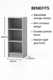Modern Lavish Kitchen Isle medium bookcase with three adjustable shelves, ideal for home and office storage.