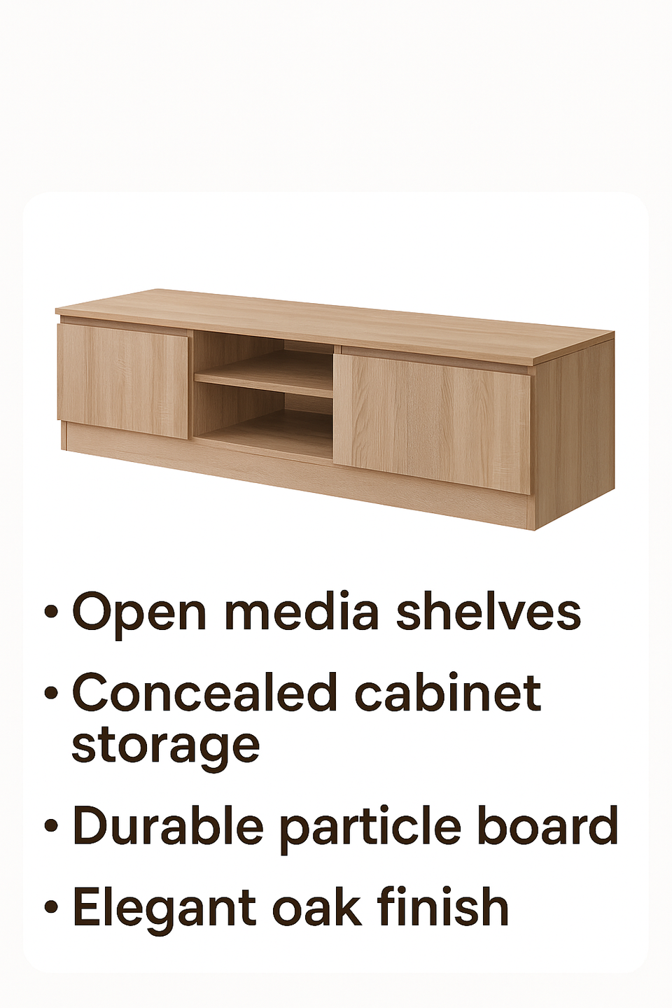 120cm Sonoma Oak TV Cabinet with 2 Doors and 2 Open Shelves – Modern Media Storage Unit