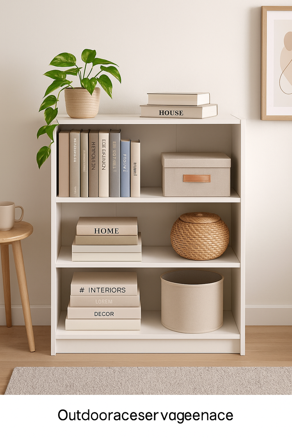 Low Wide White Bookcase with 3 Adjustable Shelves – Modern Storage Unit