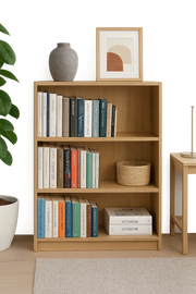 Modern Lavish Kitchen Isle oak bookcase with three adjustable shelves, ideal for living room storage and organization.