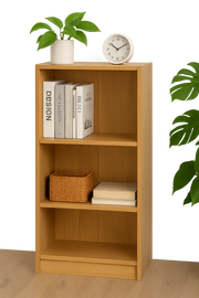 Medium Narrow Oak Bookcase with 3 Adjustable Shelves – Slim Storage Unit