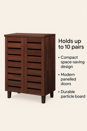 Dirty Oak 2-Door Shoe Cabinet – Stores Up to 10 Pairs with Fixed Shelves