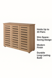 Lavish Kitchen Isle Sonoma Oak 3-door shoe cabinet with modern design, space-saving storage for up to 20 pairs of shoes.
