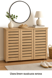Lavish Kitchen Isle Sonoma Oak 3-door shoe cabinet with spacious interior, designed to organize up to 20 pairs of shoes efficiently.