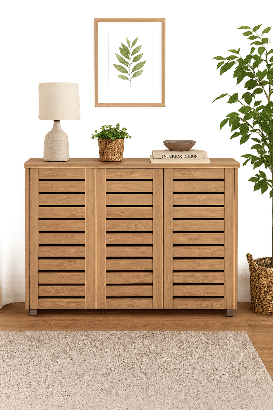 Sonoma Oak 3-Door Shoe Cabinet – Organises Up to 20 Pairs