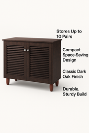 Dark Oak 2-Door Shoe Cabinet – Stores Up to 10 Pairs