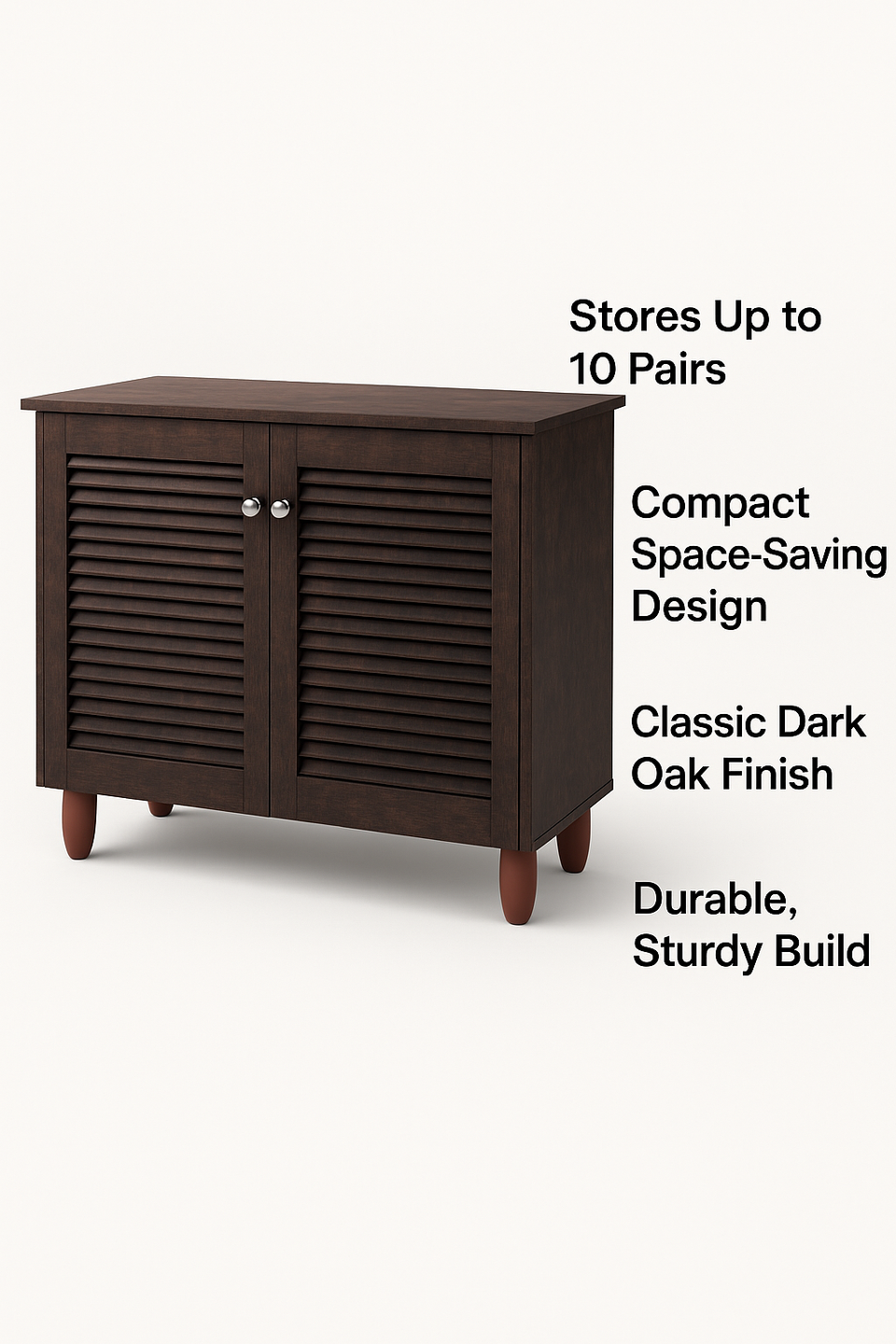 Dark Oak 2-Door Shoe Cabinet – Stores Up to 10 Pairs