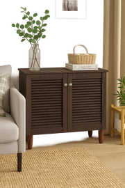 Dark Oak 2-Door Shoe Cabinet – Stores Up to 10 Pairs