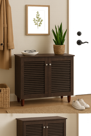 Dark Oak 2-Door Shoe Cabinet – Stores Up to 10 Pairs