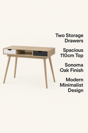 Modern Home Office Desk with 2 Drawers – Sonoma Oak Finish - Lavish Kitchen Isle