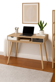 Modern Home Office Desk with 2 Drawers – Sonoma Oak Finish - Lavish Kitchen Isle