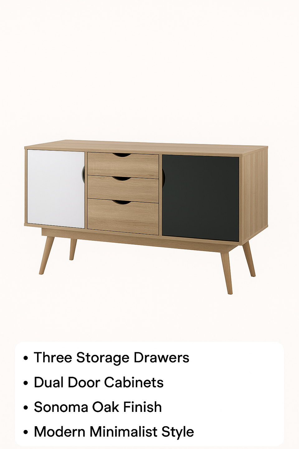 Modern Sideboard Cabinet with 2 Doors & 3 Drawers – Sonoma Oak