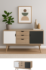 Modern Sideboard Cabinet with 2 Doors & 3 Drawers – Sonoma Oak