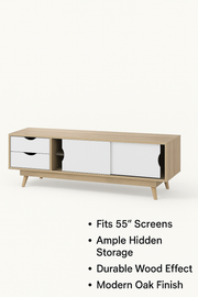 Modern Sonoma Oak TV Stand Cabinet – 2 Doors & 2 Drawers