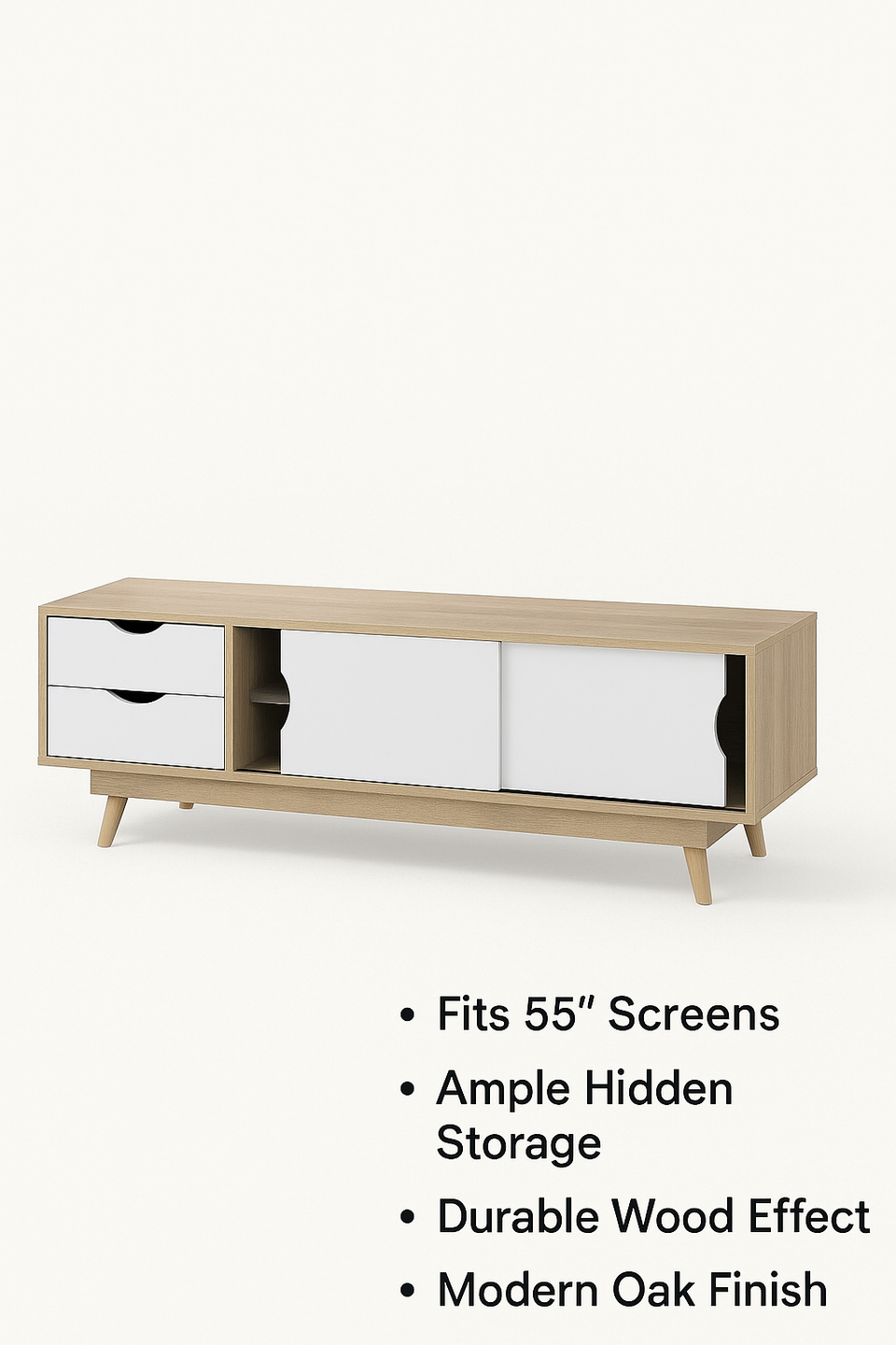 Modern Sonoma Oak TV Stand Cabinet – 2 Doors & 2 Drawers