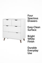 PulBird White 4 Drawer Chest – Modern Bedroom Storage Unit