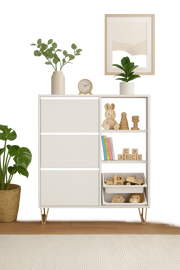 Fifo-Mi 3 Drawer Shoe Rack Cabinet Wooden Storage Stand Organiser, Space-Saving Shoe Shelf Unit for 15 Pairs in White