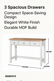 Agonmi Dressing Table with 3 Drawers Elegant Vanity Table in White for Bedroom, Makeup Desk, with Storage