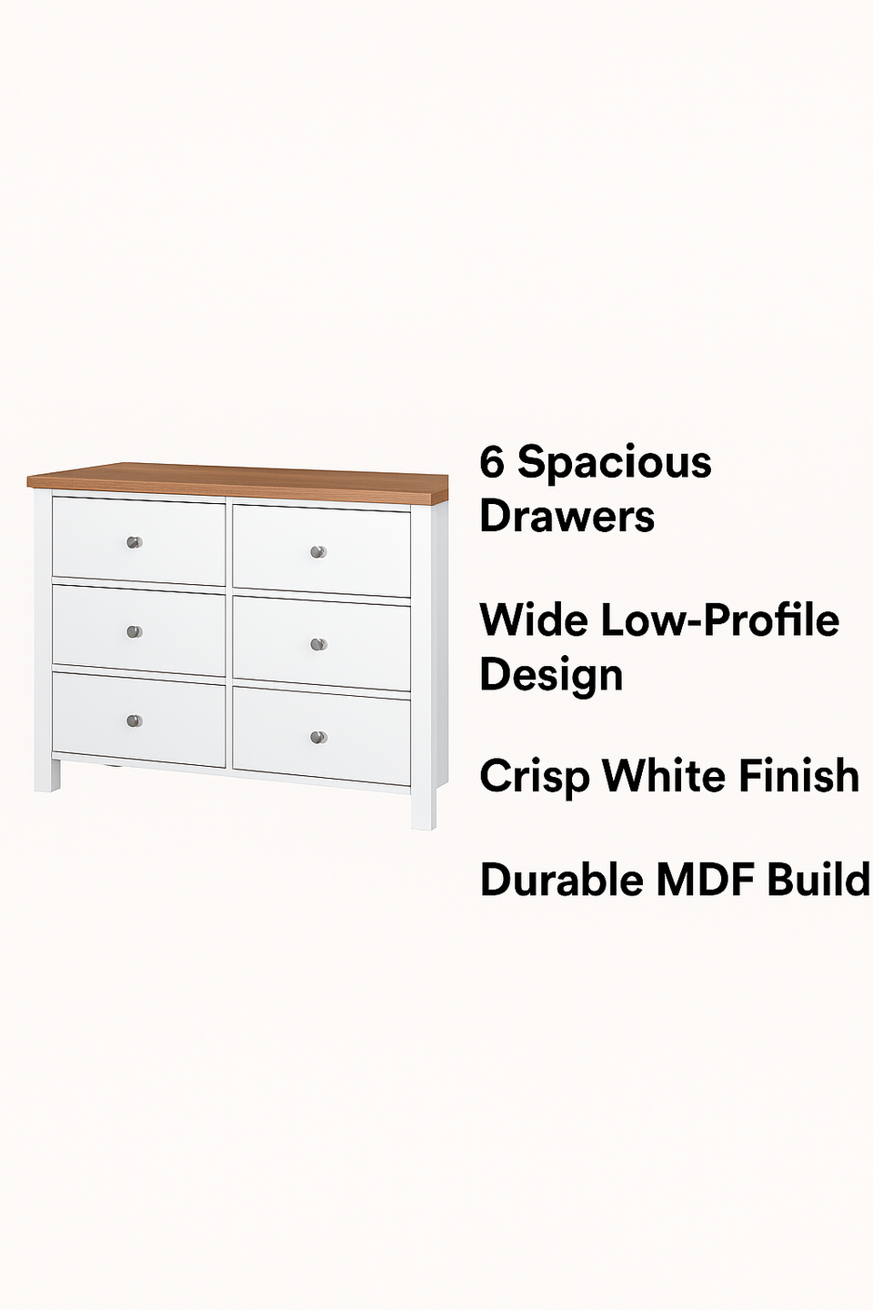 Agonmi 6 Drawer Chest – Stylish Bedroom Furniture and Storage Solution in White