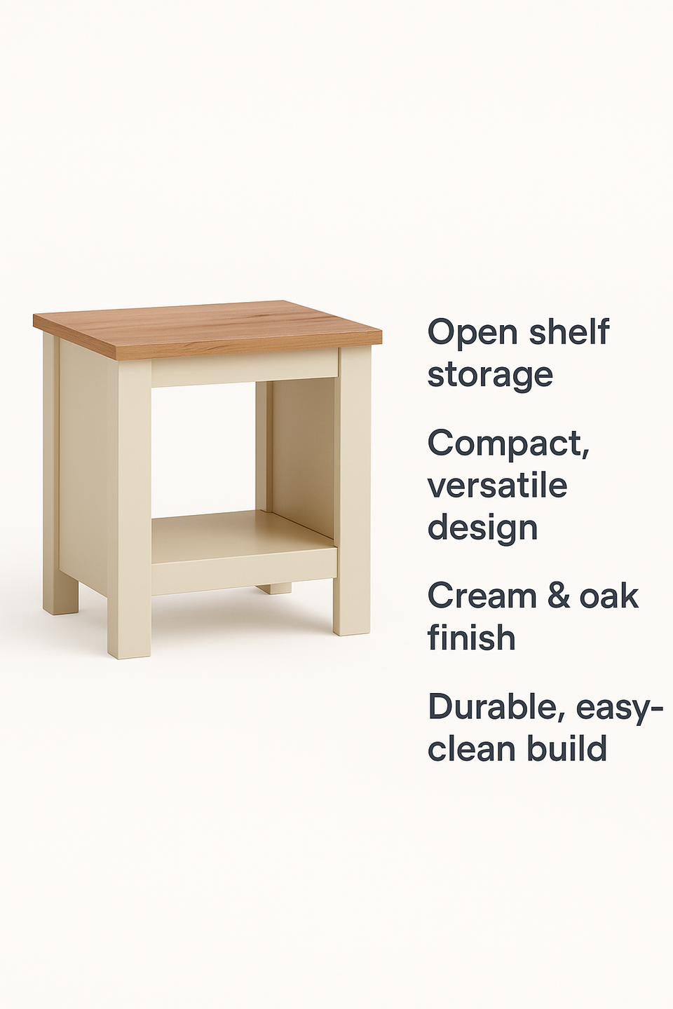 Ite Cream Lamp Side Table with Shelf Versatile Living Room and Bedroom Furniture