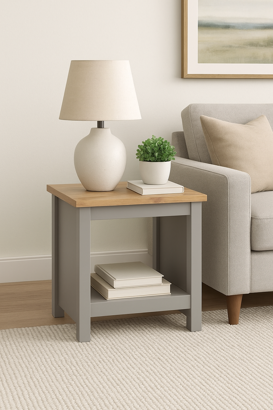 Light Grey Lamp Side Table Ite Range Stylish Storage for Living Room or Bedroom