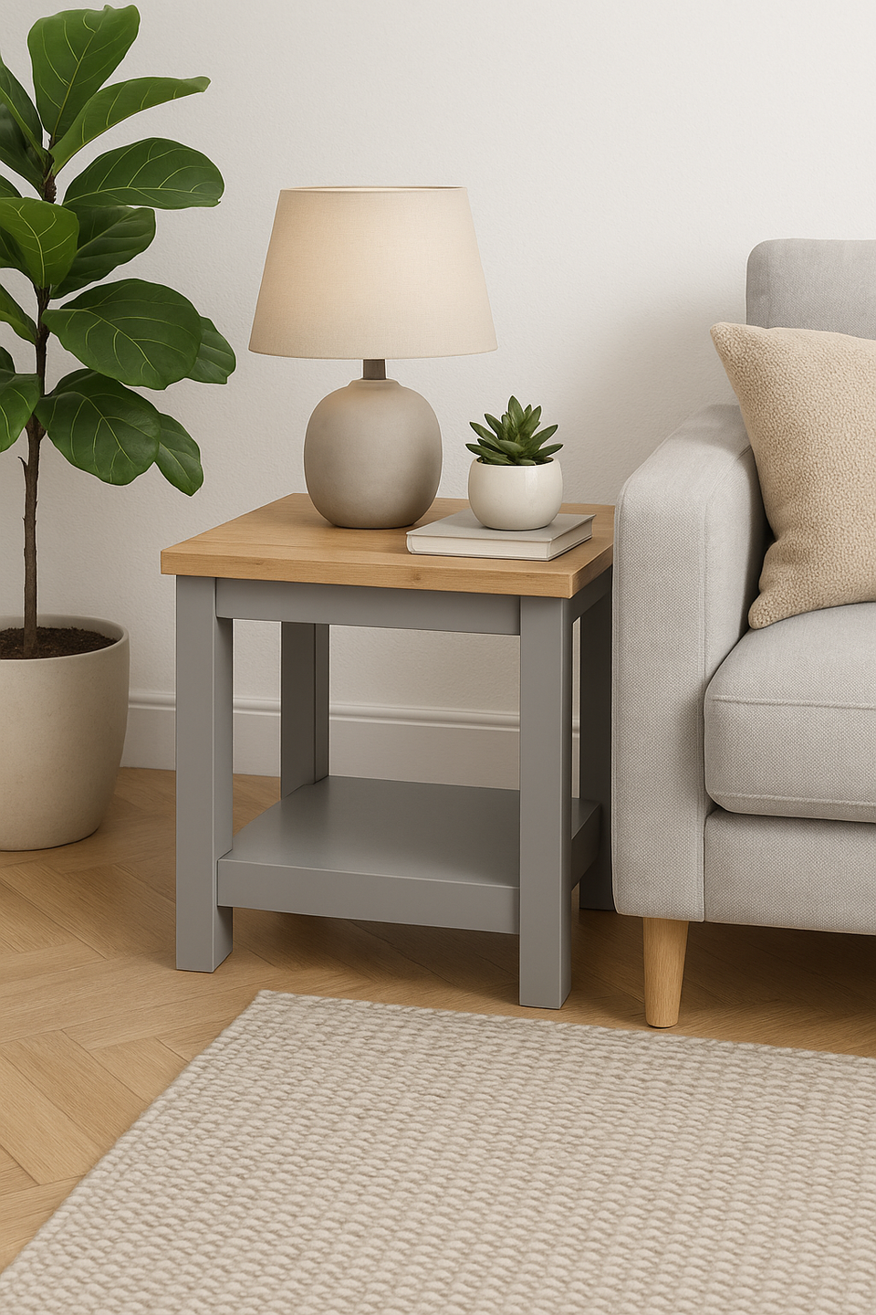 Light Grey Lamp Side Table Ite Range Stylish Storage for Living Room or Bedroom