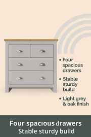 Stylish Light Grey Chest of Drawers 4 Drawer Bedroom Furniture Modern Bedside Cabinet & Storage Solution