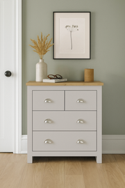 Stylish Light Grey Chest of Drawers 4 Drawer Bedroom Furniture Modern Bedside Cabinet & Storage Solution
