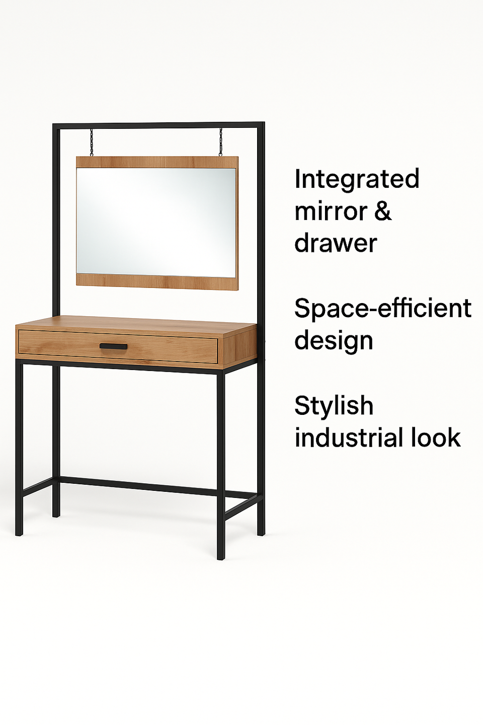 Dressing Table with Mirror Modern Makeup Vanity Table for Stylish Bedrooms- Wotan Oak