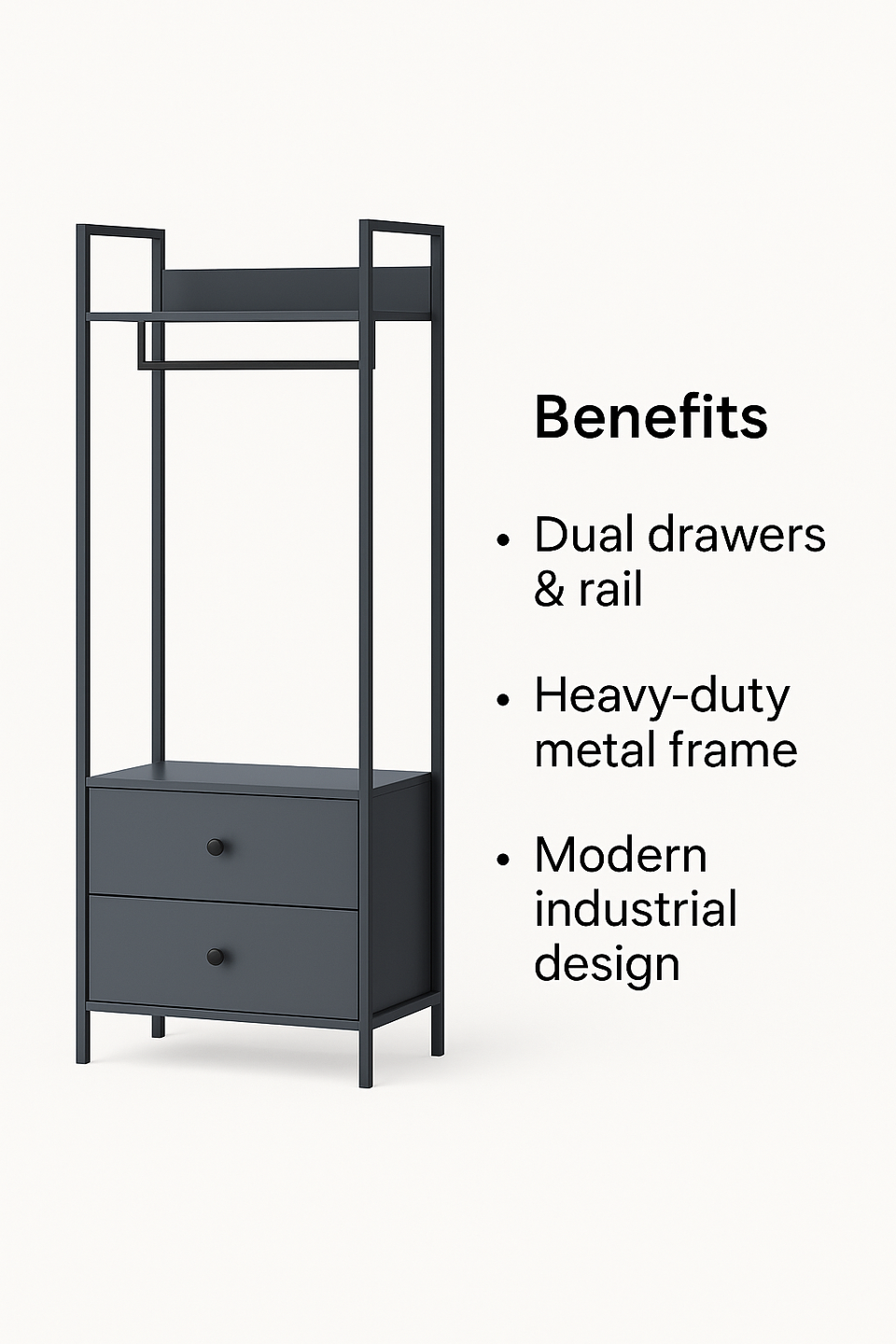 Open Wardrobe with 2 Drawers Stylish Bedroom Furniture for Wardrobe Storage and Organisation