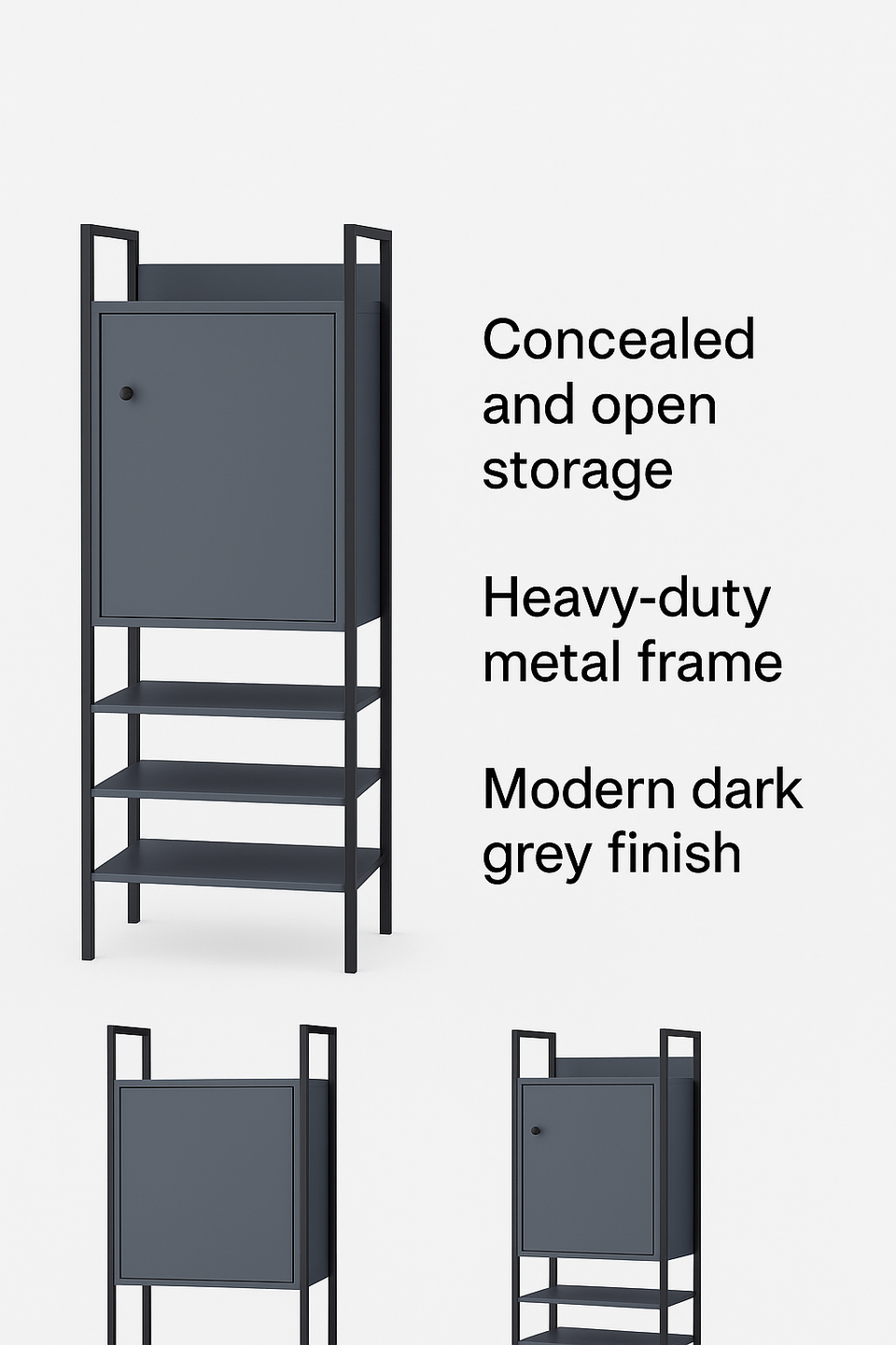 Storage Cabinet with 1 Door & 4 Shelves Wardrobe Storage with Cupboard and Open Shelving for Bedroom Furniture