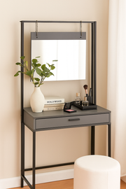 Modern Lavish Kitchen Isle dressing table with mirror, featuring a sleek design and spacious surface for elegant bedroom makeup setup.