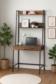 Rustic Oak Home Desk Table with 1 Drawer Study Office Computer Laptop Workstation
