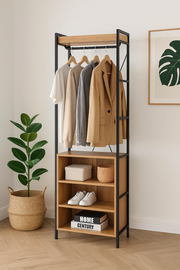 Alaga Wardrobe with Hanging Rail, 5 Shelves Riviera Oak Wardrobe for Bedroom Storage Furniture
