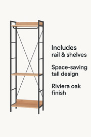 Alaga Wardrobe with Hanging Rail and Shelves 3 – Riviera Oak Wardrobe Storage Cupboard for Bedroom Furniture