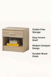 Modern Nightstand with 1 Drawer Bedside Table with Shelf Storage - Lavish Kitchen Isle